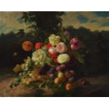 David De Noter (Belgian 1818-1892), Sill life of fruit and flowers