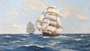 Thomas Jacques Somerscales (British 1842-1927)A clipper on the starboard tack; Two clippers in full