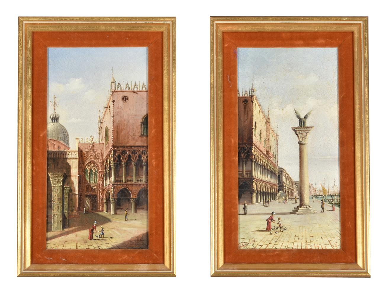 Marco Grubas (Italian 1839-1910), Two views of the Doge's Palace (2) - Image 3 of 4