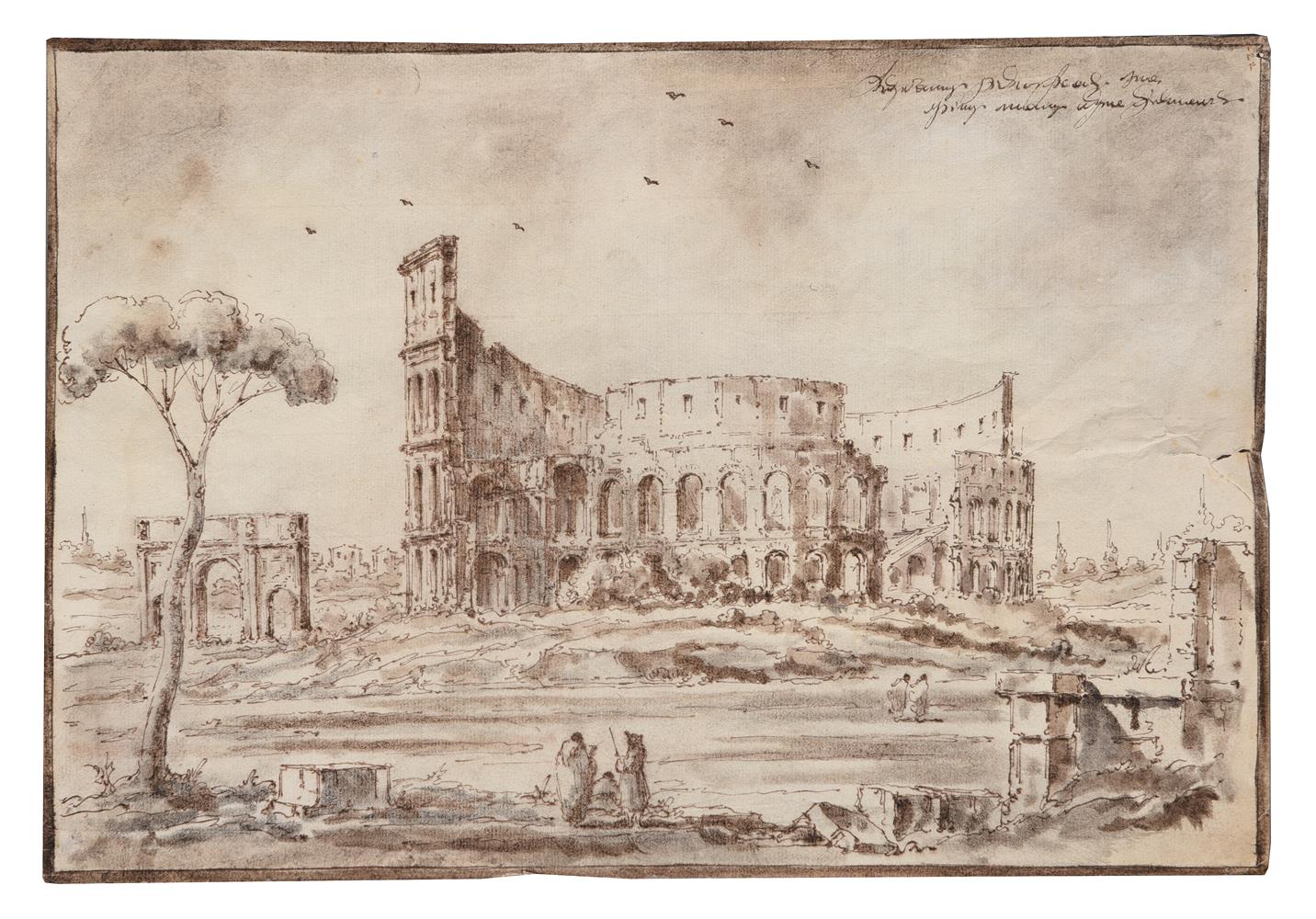 Manner of Francesco Guardi Colosseum and Arch of Titus - Image 2 of 3