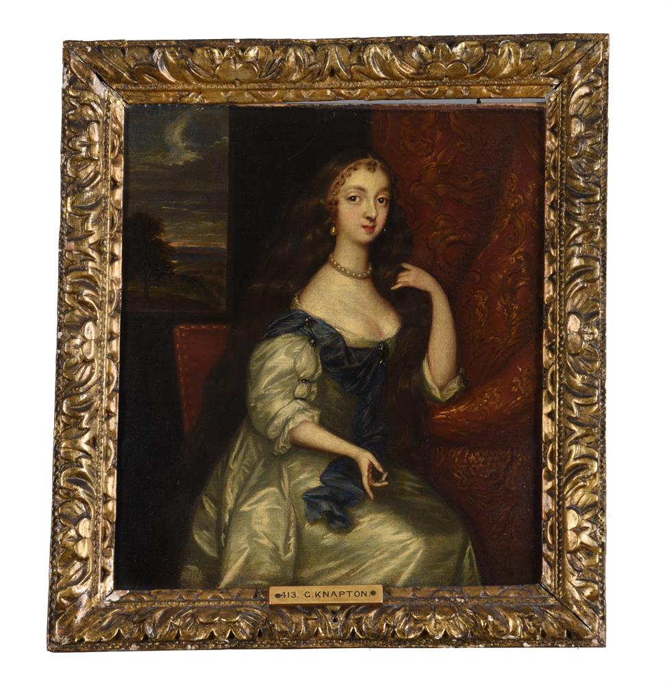 Follower of Jacob Huysmans, Portrait of a lady in a white dress - Image 2 of 3