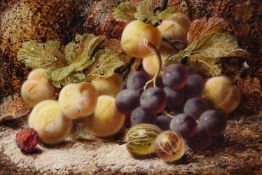 Oliver Clare (British 1853-1927), Still life with grapes and gooseberries