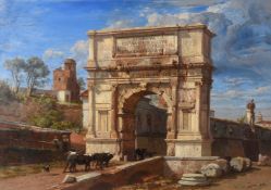 Frederick Lee Bridell (British 1831-1863), The Arch of Titus at Rome looking towards the capital