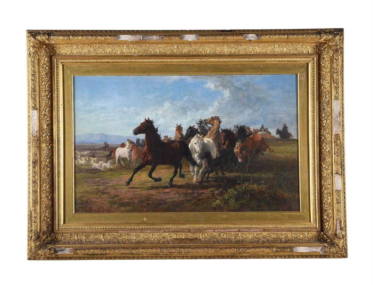 Charles H. Poingdestre (British 1825-1905), Herding the horses - Image 2 of 3