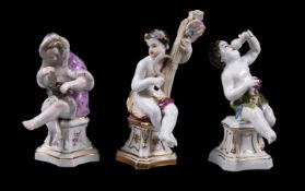 Three various Meissen models of putti emblematic of the Seasons