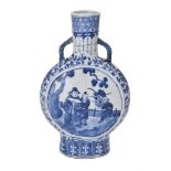 A Chinese blue and white Moonflask