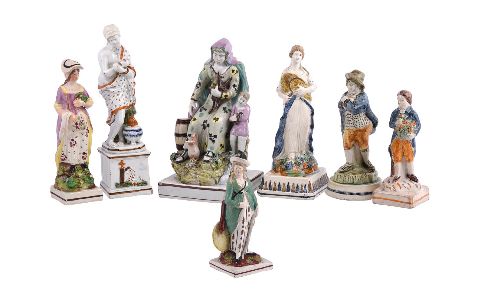 A group of seven various Staffordshire pearlware figures