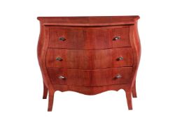 A red simulated shagreen commode
