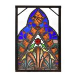 A Gothic Revival stained glass window panel