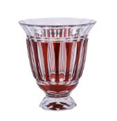 A Val St. Lambert clear cut glass and ruby overlaid urn shaped vase
