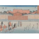 Five Japanese Woodblock Prints by or after Ando Hiroshige ( 1797-1858); all framed and glazed