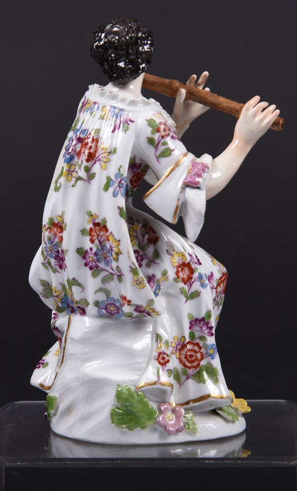 A Meissen figure of a seated female flautist from the Gallant Orchestra and modelled by J.J. Kaendle - Image 3 of 5