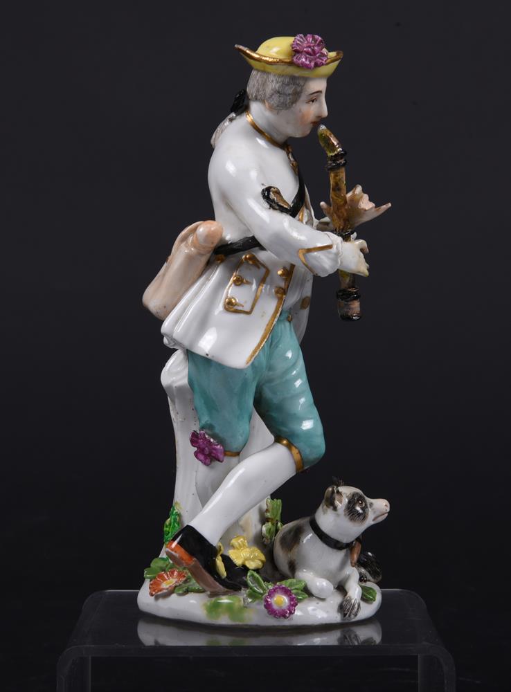 A Meissen figure of a shepherd playing the flute - Image 5 of 6