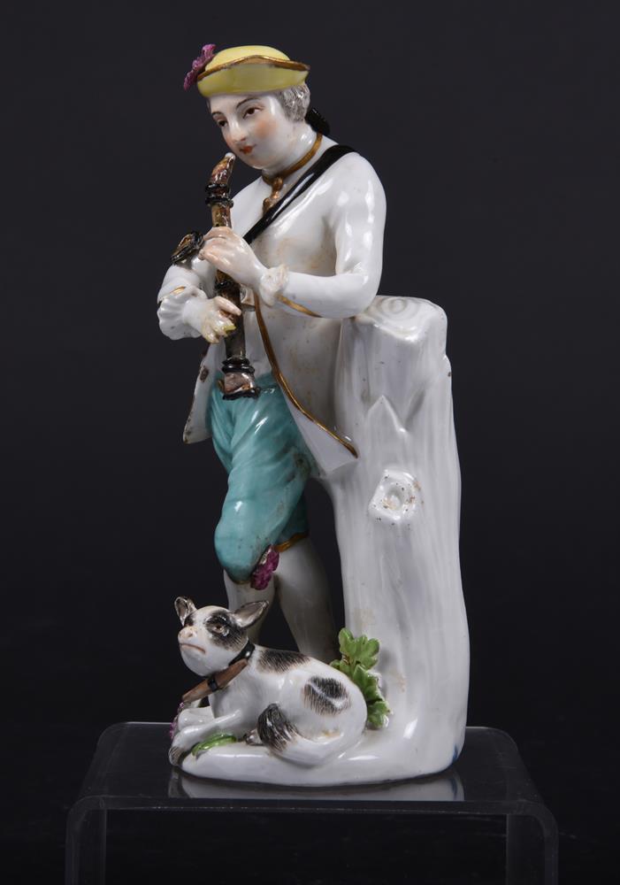 A Meissen figure of a shepherd playing the flute - Image 2 of 6