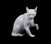 A Continental porcelain model of a cat