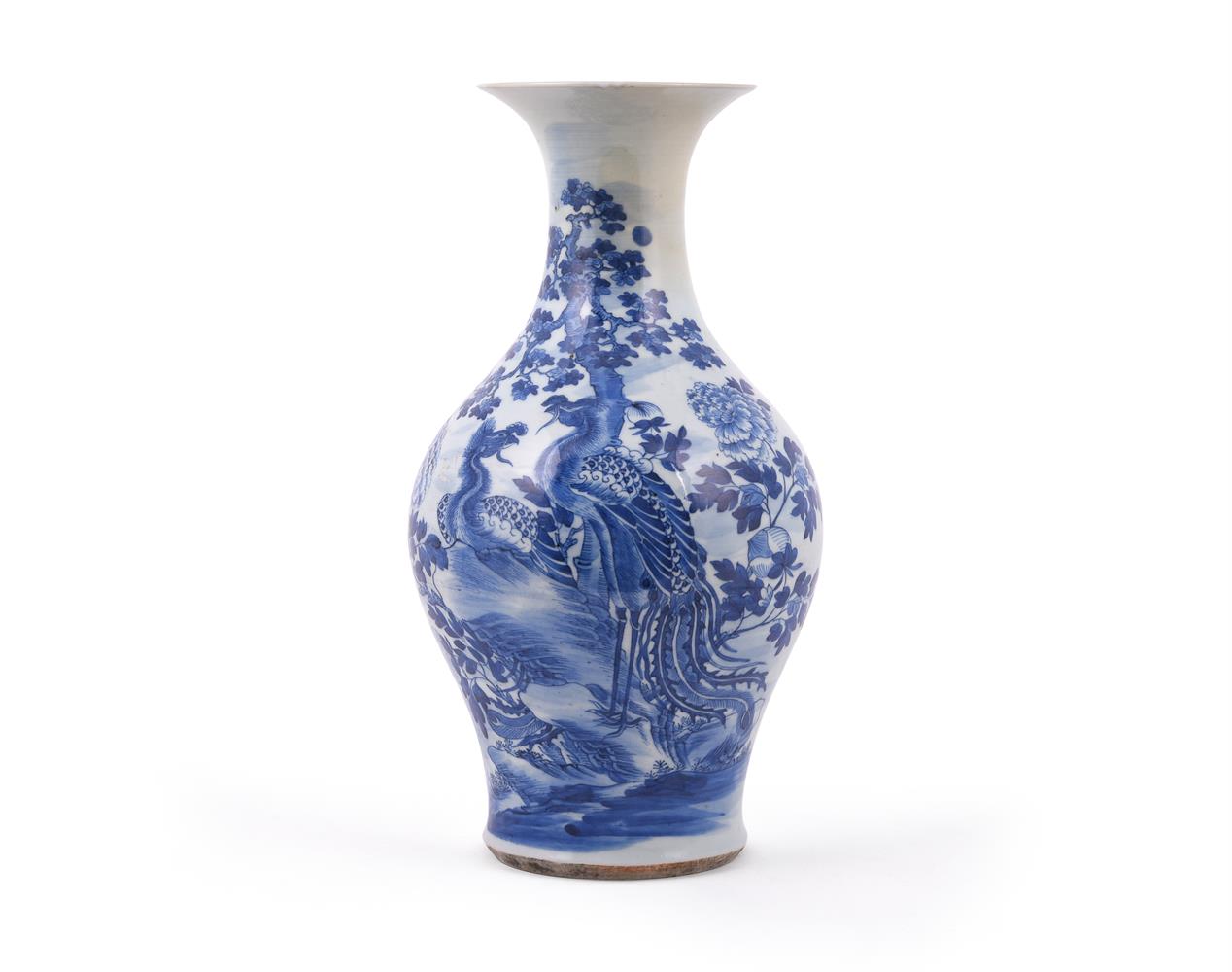 A Chinese blue and white 'Pheonix' vase