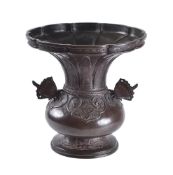 A Japanese Bronze Ikebana Vase