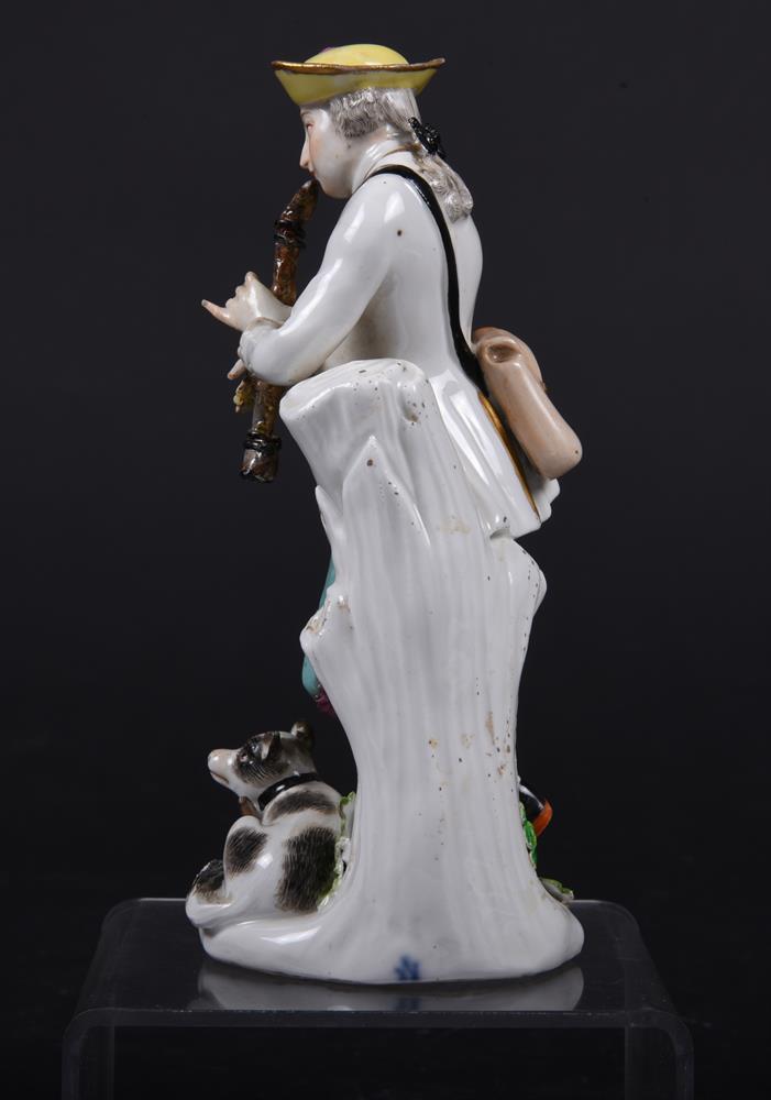 A Meissen figure of a shepherd playing the flute - Image 3 of 6