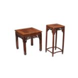 Two Chinese carved hardwood stands or occasional tables