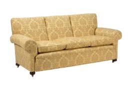 A Victorian damask style upholstered sofa