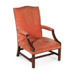 A mahogany and upholstered library chair