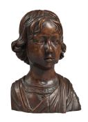 A Continental carved wood bust of a boy