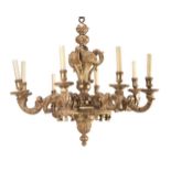 A large giltwood chandelier in 18th century style