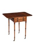 Y A late George III mahogany and ebony inlaid Pembroke table