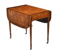 Y A George III satinwood, rosewood and burr yew banded Pembroke table