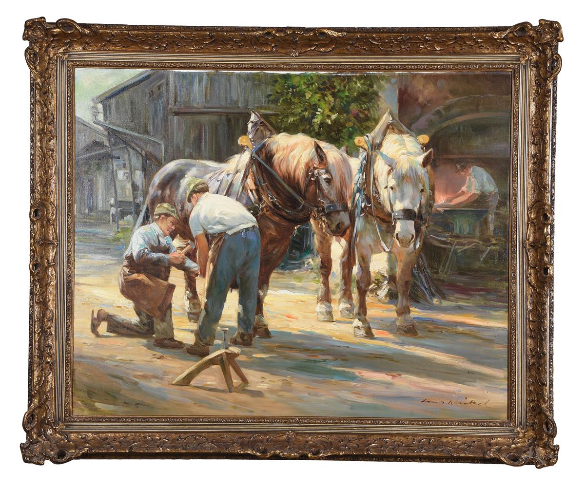 λ Hans Nickel (Czech/German 1916-1987), Blacksmiths and horses