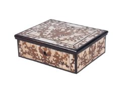 Y A Spanish colonial bone and rosewood marquetry box