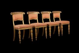 A set of four George IV giltwood side chairs