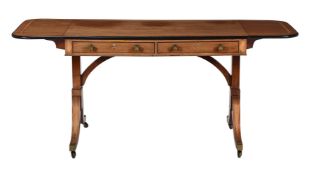 A Regency mahogany and satinwood banded sofa table