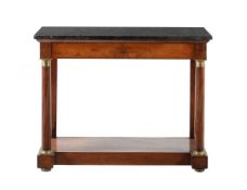 A Louis Philippe mahogany, gilt metal mounted and marble topped console table