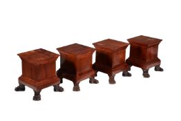 A set of four mahogany plinths