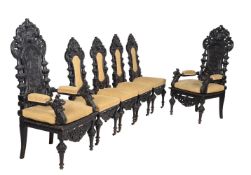 Set of six late Victorian ebonised chairs