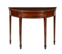 A George III mahogany and satinwood banded folding card table