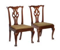 A pair of George II mahogany side chairs