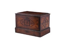 A Continental walnut and penwork table top chest