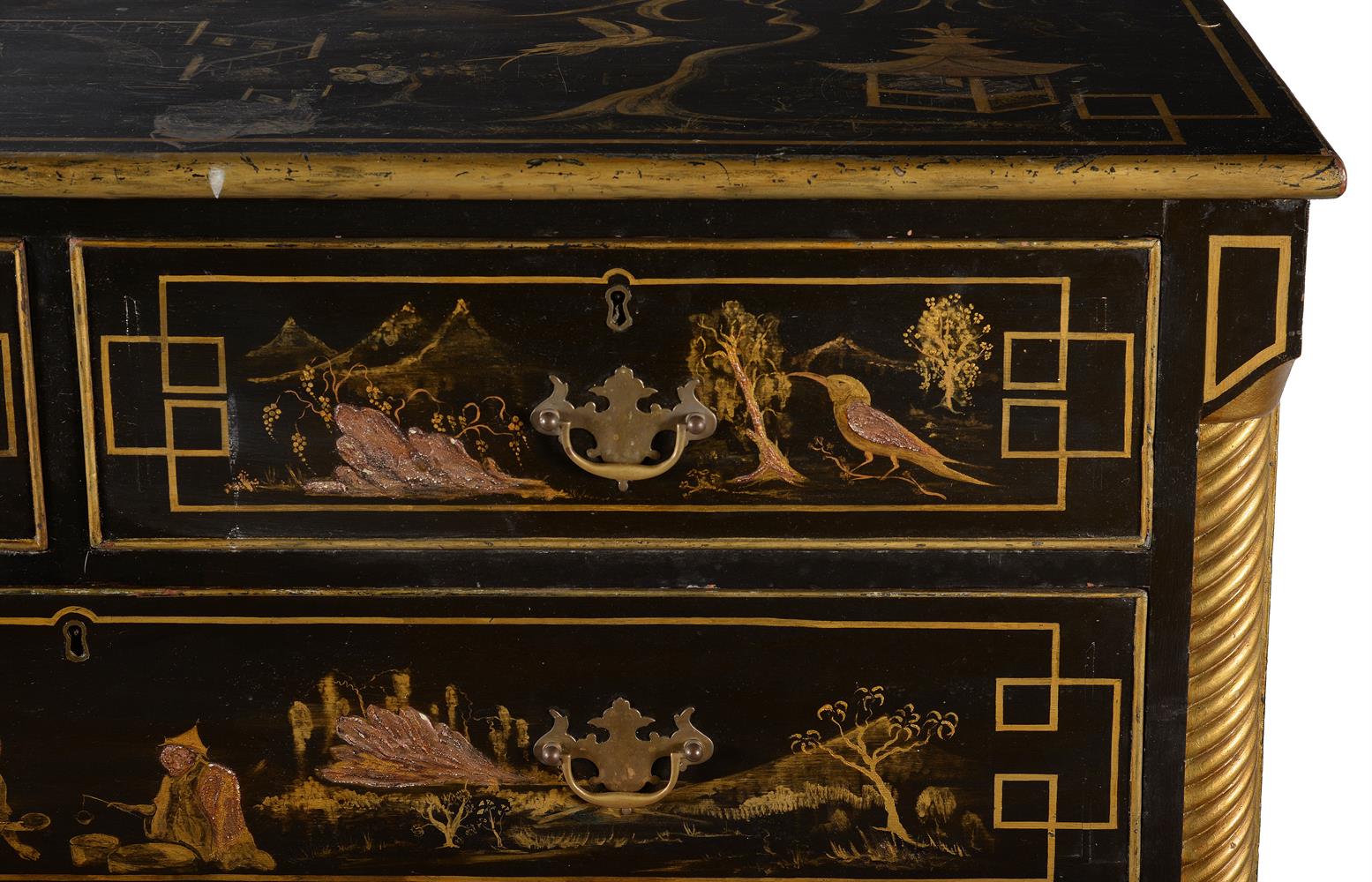A black and gilt chinoiserie painted chest of drawers - Image 2 of 2
