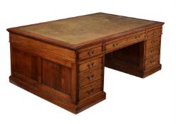 A late Victorian mahogany partners desk