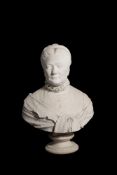 Francis Monatgue Handley (American), a sculpted marble bust of a woman