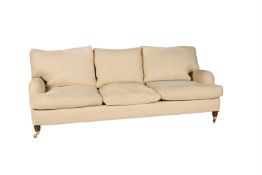 A chenille style upholstered sofa