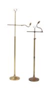 Two similar lacquered brass telescopic standard lamps