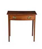 A mahogany and line inlaid bowfront side table