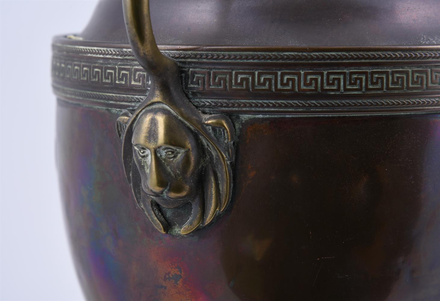 A Regency oval copper and brass pedestal samovar - Image 5 of 5