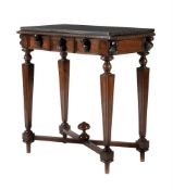 An Italian walnut and marble topped side table