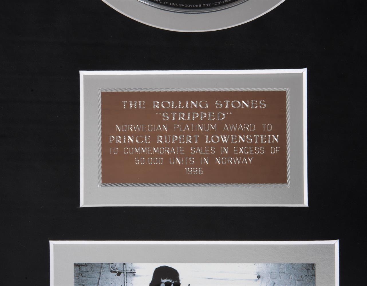 A Rolling Stones Norwegian Platinum sales award for the album 'Stripped' 1996 - Image 4 of 7