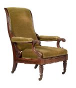 A William IV mahogany and upholstered metamorphic armchair