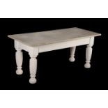 A white painted and marble topped side table